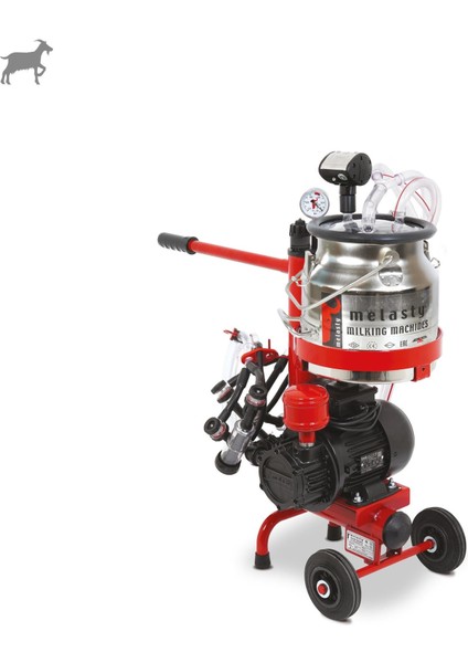 Micro İkili Keçi Süt Sağma Makinesi (Paslanmaz Güğüm-Kauçuk Memelik) (Kuru Pompa)