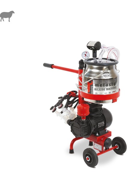 Micro İkili Koyun Süt Sağma Makinesi (Paslanmaz Güğüm-Silikon Memelik) (Kuru Pompa)