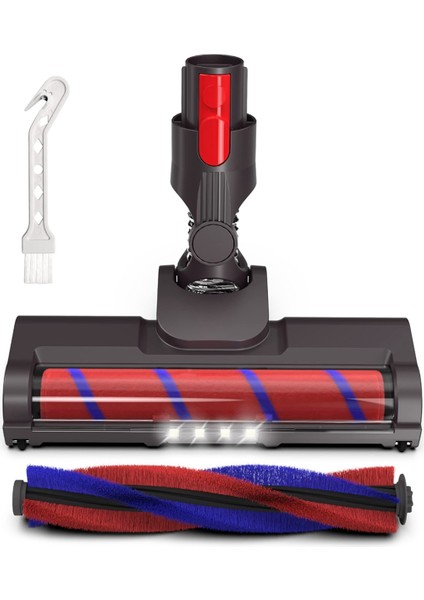 Dyson V7 V8 V10 V11 V15 Için Vakum Motor Başlığı Sert Zemin, LED Işıklar ve 180° Esnek Başlık Için Yumuşak Rulo Fırça Çubuğu (Yurt Dışından)