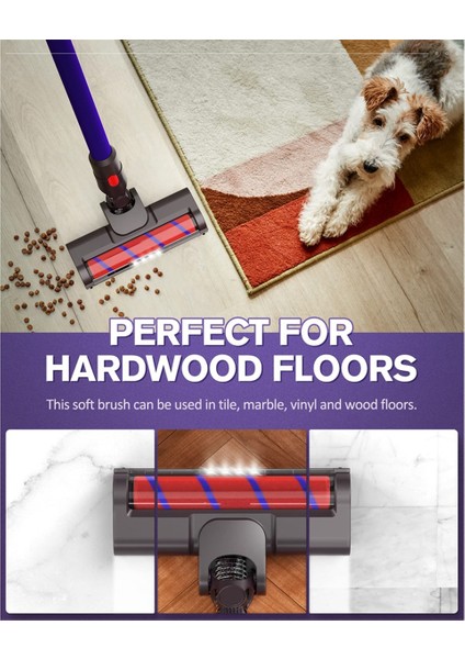 Dyson V7 V8 V10 V11 V15 Için Vakum Motor Başlığı Sert Zemin, LED Işıklar ve 180° Esnek Başlık Için Yumuşak Rulo Fırça Çubuğu (Yurt Dışından) modelleri