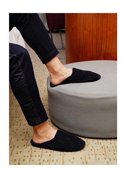 Navy Blue Baklava Canak Slipper Erkek Ev Terliği Can-Eblt Mavi