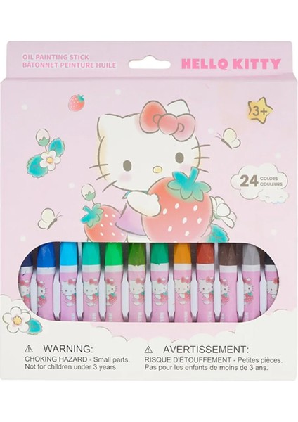 Sanrio Lisanslı Hello Kitty Çilek Serisi 24'lü Yağlı Pastel Boya Kalemi Seti