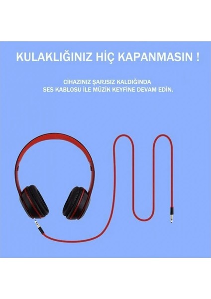 P47 Bluetooth Kulaklık 5.0 Edr Radyolu Aux Sd Kablosuz Wireless Yeni Mikrofonlu Kulaklık