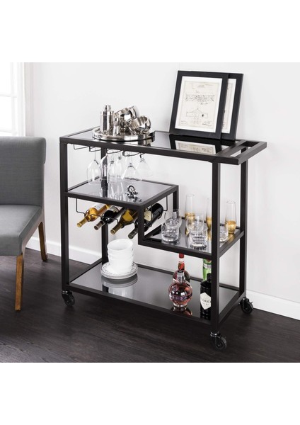 Şaraplık Servis Arabası Metal Ayna Raflı Kadehlik Sunum Arabası Beyaz fiyatları