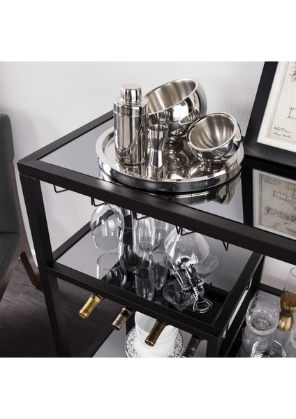 Şaraplık Servis Arabası Metal Ayna Raflı Kadehlik Sunum Arabası Beyaz modelleri