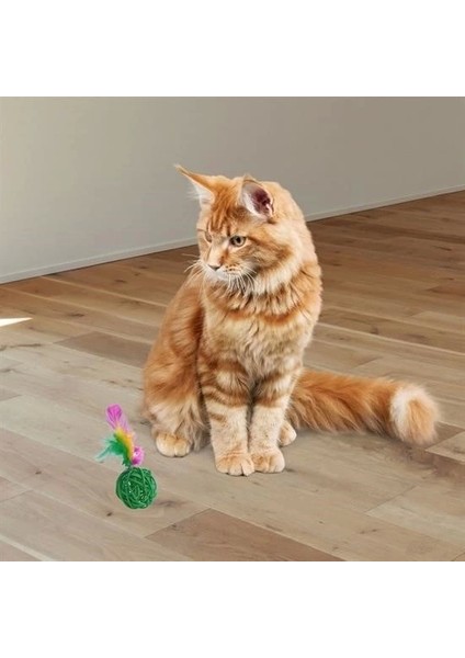 2li Rattan Renkli Peluş Tüy Kedi Köpek Oyuncak Yakalama Çiğneme Çıngıraklı Top Oyuncağı indirimleri