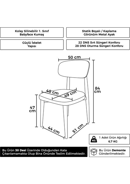 Laos Serisi 6 Adet Antrasit Mutfak Sandalyesi Siyah Metal Iskeletli 1. Sınıf Babyface Kumaş fırsatları