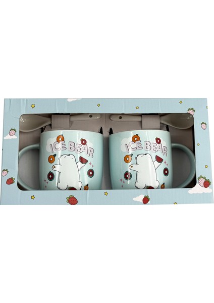 We Bare Bears Lisanslı Tatlı Serisi Kaşıklı Bardak Seti - 2 Adet