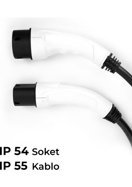 Goboenergy 5 Metre Elektrikli Araç Şarj Kablosu 22KW Tip 2 – Trifaze | Siyah | 32A