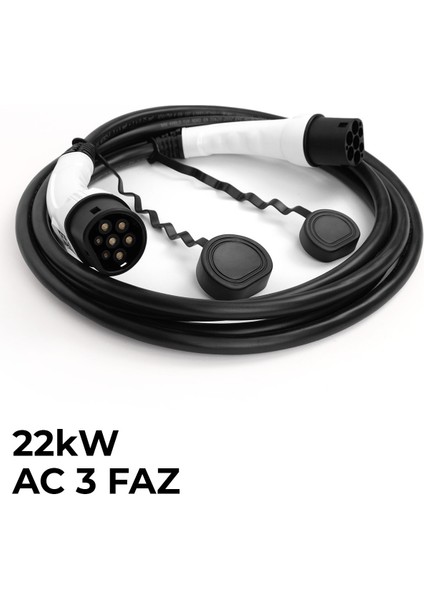 Goboenergy 5 Metre Elektrikli Araç Şarj Kablosu 22KW Tip 2 – Trifaze | Siyah | 32A