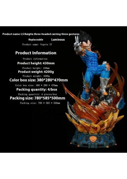 Dragon Ball Bejeweled Üç Başlı Heykel El Kuklası Modeli Süs Heykeli Hediyesi (Yurt Dışından)