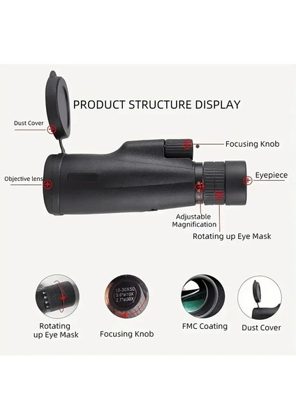 Monoküler Teleskop Hd Zoom Uzun Menzilli Bak4 Prizma Kuş Gözlemciliği Için Açık Kamp Seyahat (Yurt Dışından) fırsatları