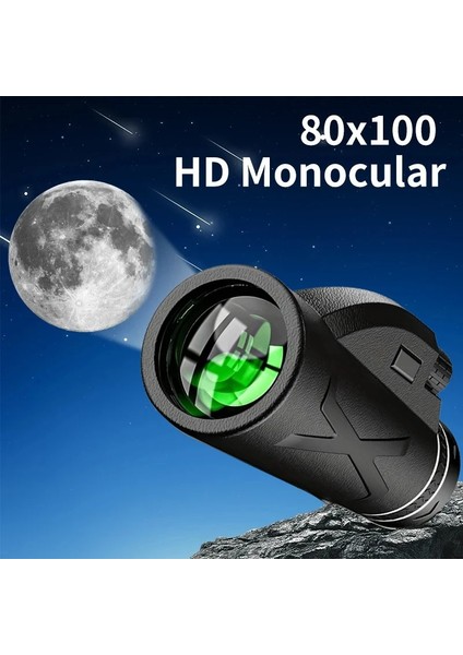 Tripod ve Telefon Adaptörü Ile 80X100 Hd Monoküler Teleskop/bak4 Prizma Uzun Menzilli Zoom/kuş Gözlemciliği Için Taşınabilir, Kamp/gece Görüş Su Geçirmez (Yurt Dışından) fiyatları