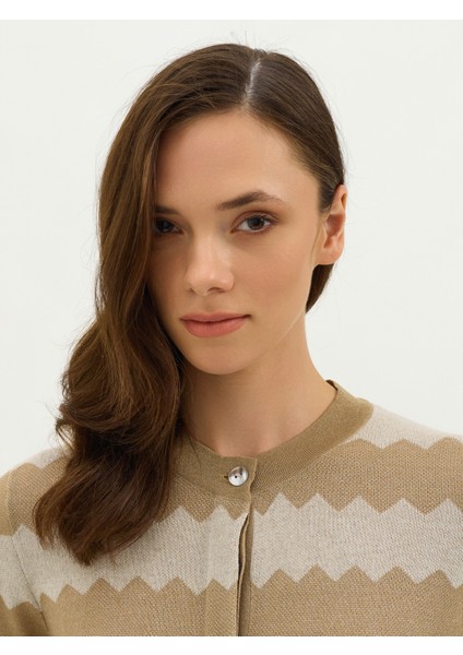 Kadın Regular Fıt Triko Hırka-Bej Melanj modelleri