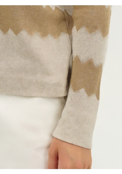 Kadın Regular Fıt Triko Hırka-Bej Melanj indirimleri