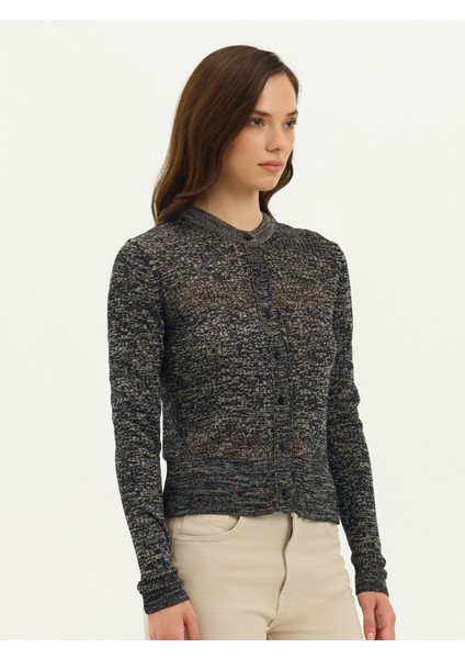 Kadın Regular Fıt Triko Hırka-Siyah