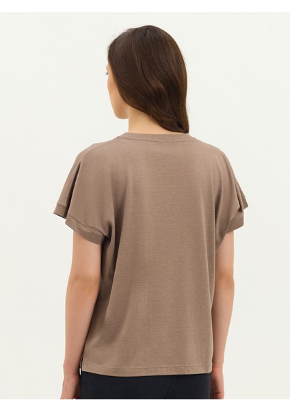 Kadın Regular Fıt Tişört-Vizon fiyatları