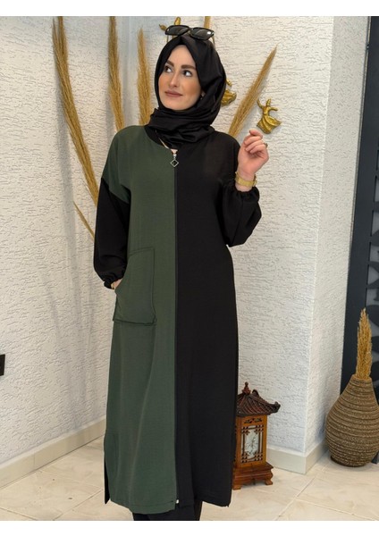 Yazlık Yeşil/siyah Tesettür Eşofman Takım