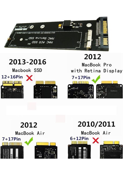 Macbook Air Retina 2012 SSD 7+17 Pin To Sata Çevirici Adaptör indirimleri