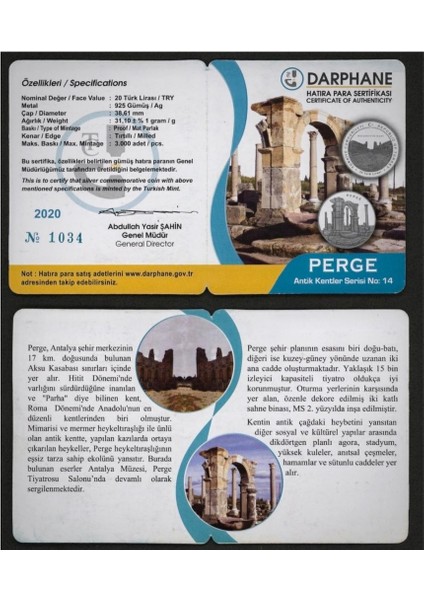 Perge Antik Kentler Serisi NO:14 Gümüş Sikke Coin fırsatları