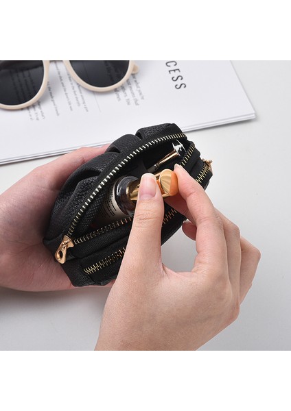 Blingbling1 Küçük Cüzdan Para Cüzdanı Pu Çok Fonksiyonlu Pliseli Stil Çift Fermuarlı Madeni Para Çantası (Yurt Dışından) indirimleri