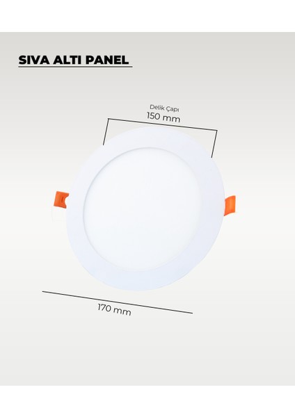 12W Sıva Altı Yuvarlak Slim LED Panel 4000K Gün Işığı - 2 Adet fiyatları