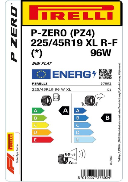 225/45 R19 96W Xl P-Zero (Pz4) Rft * Oto Yaz Lastiği (Üretim: 2025) fırsatları