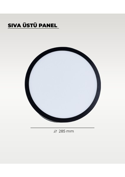 24w Siyah Sıva Üstü Yuvarlak Led Panel 6500k Beyaz Işık fiyatları
