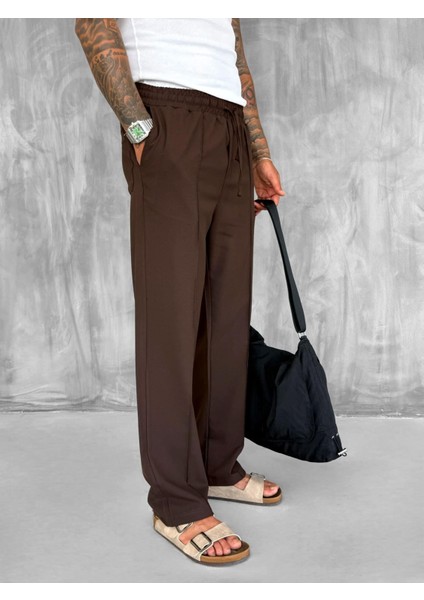 Erkek Beli Lastikli Baggy Pantolon Kahve fırsatları