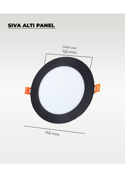9W Siyah Sıva Altı Yuvarlak LED Panel 3200K Sarı Işık 2 Adet fiyatları