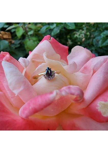 Gümüş Yüzük - Anna 0.48 CT Mistik Topaz Kraliyet Tacı Pırlanta Montörü 925 Ayar Kadın Yüzük-Gümüş Kraliyet Yüzük