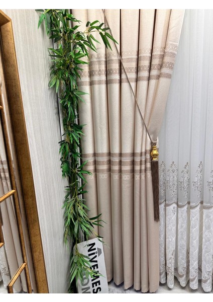 Nivemeshome St.pierre Krem FT614320 V-101 1/3 Sık Pileli Fon Perde Apm fırsatları