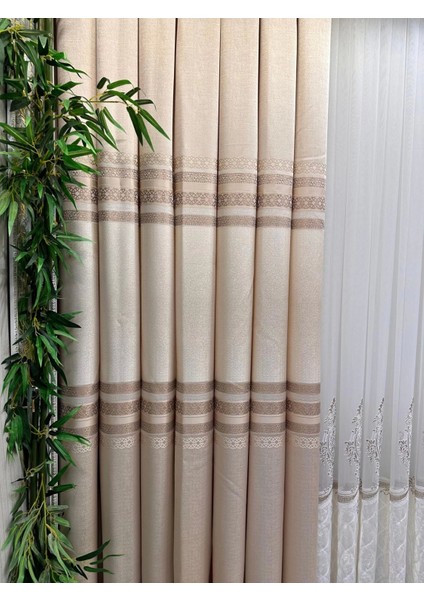 Nivemeshome St.pierre Krem FT614320 V-101 1/3 Sık Pileli Fon Perde Apm indirimleri