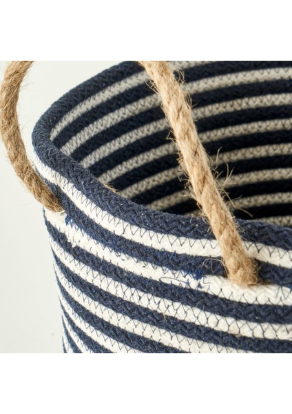 %100 Pamuk Valesa Kulplu Sepet Lacivert (21x21x23 cm) fırsatları