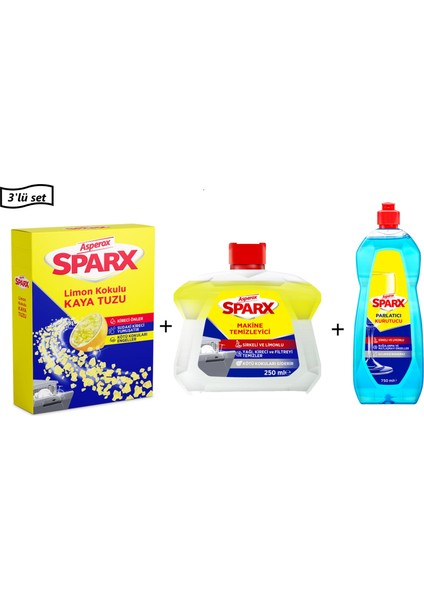Sparx Bulaşık Makinesi Tuzu 1.5 Kg+Asperox Sparx Bulaşık Makinesi Temizleyicisi 250 Ml+Asperox Sparx Bulaşık Makinesi Parlatıcı&kurutucu 750 Ml--3'lü Set