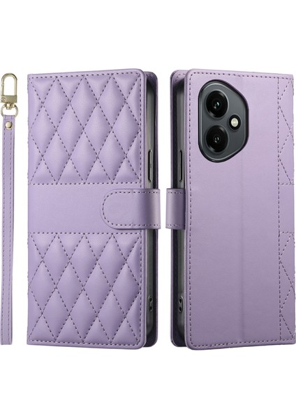 Honor 400 5g Eşkenar Dörtgen Dikişli Cüzdan Standı Deri Telefon Kılıfı Kayışlı (Yurt Dışından)