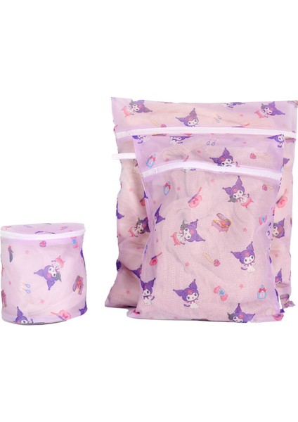 Sanrio Lisanslı Çamaşır Torbası 3 Adet (Kuromi)