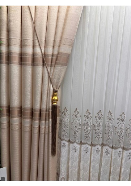 Nivemeshome Defne Krem FT614339 V-101 1/3 Sık Pileli Fon Perde Apm