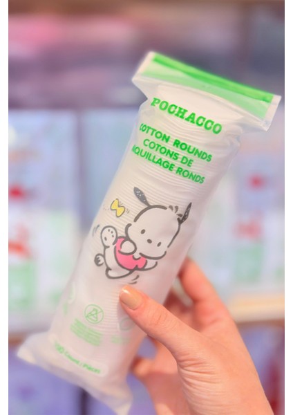 Sanrio Lisanslı Pochacco Yuvarlak Makyaj Temizleme Pamuğu 100'LÜ
