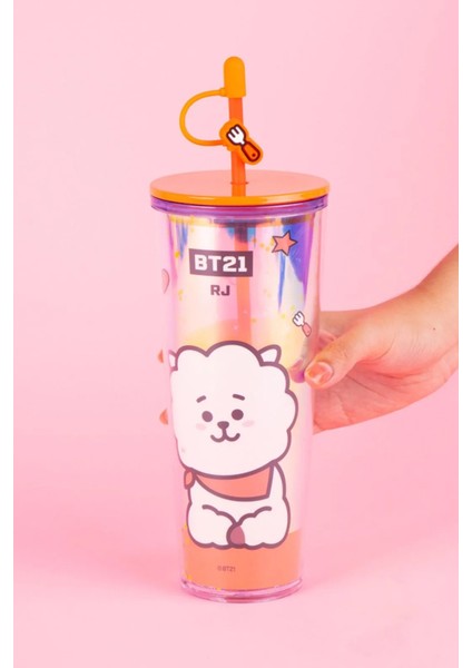 BT21 Lisanslı Çift Cidarlı Pipetli Şişe (800ML) - Rj modelleri