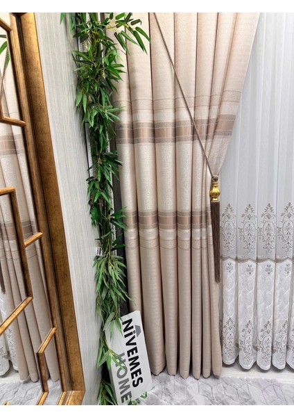 Nivemeshome Defne Krem FT614339 V-101 1/3 Sık Pileli Fon Perde Apm fiyatları