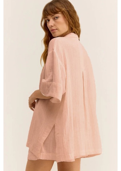 Kadın Müslin Plaj Seti - Gömlek ve Şort Takımı - Plaj, Günlük. - 2 Katdoğal Müslin Kumaş. fiyatları