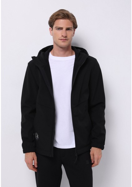 Slim Fit Erkek Siyah Yağmurluk