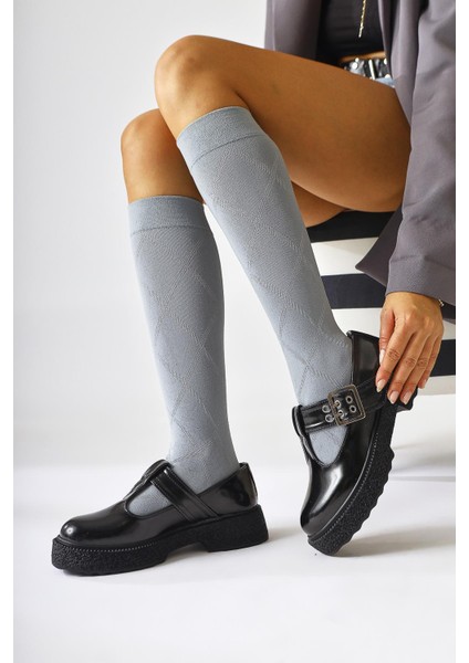 Kalla Siyah Rugan Kalın Tabanlı Tokalı Günlük Ayakkabı fiyatları