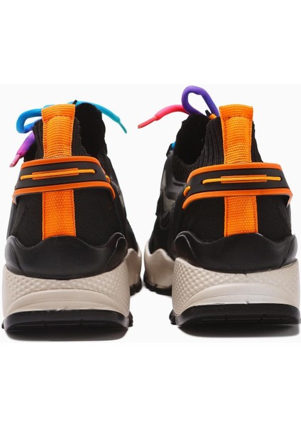 Anabell Siyah Triko Süet Detaylı Renkli Bağcıklı Kadın Sneakers
