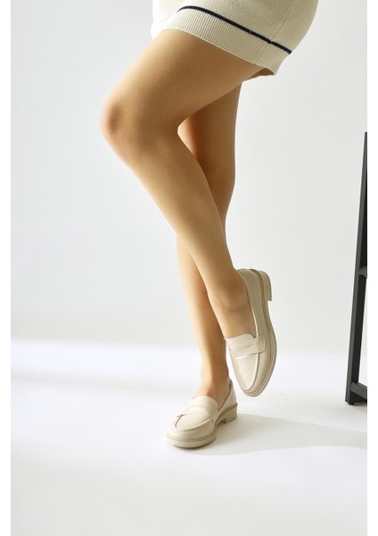 Amelina Kadın Günlük Ayakkabı Krem Renk Deri Üst ve PVC Taban ile Şık Seçim modelleri