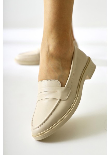 Amelina Kadın Günlük Ayakkabı Krem Renk Deri Üst ve PVC Taban ile Şık Seçim indirimleri