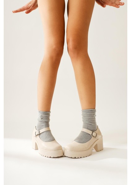 Roseanna Bej Kalın Tabanlı Topuklu Tek Bantlı Günlük Ayakkabı modelleri