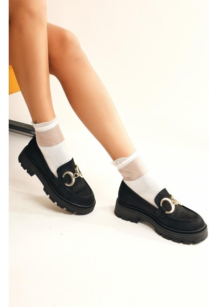 Renia Siyah Süet Toka Detaylı Oxford Ayakkabı fırsatları