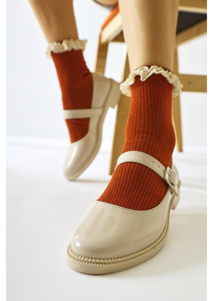 Vivy Bej Rugan Yuvarlak Burunlu Tek Bantlı Günlük Ayakkabı fırsatları